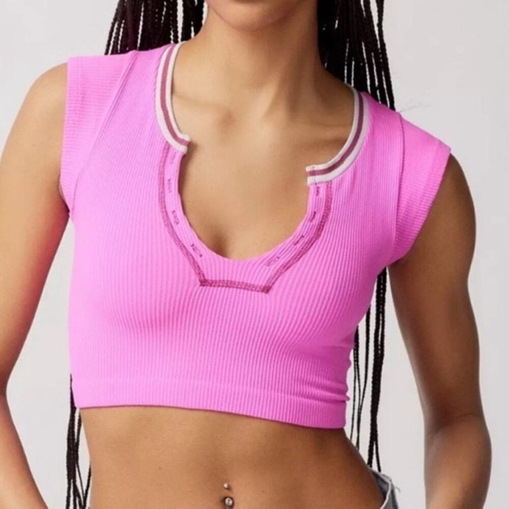 Urban Outfitters Out From Under | Ribbed Hot Pink Go For Gold Cropped Ribbed
